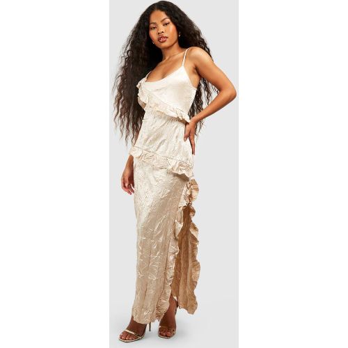Petite" - Robe Longue Satinée À Volants - 40 - boohoo - Modalova