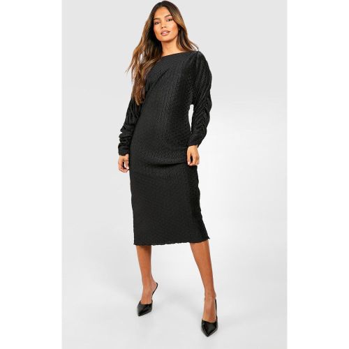 Robe Mi-Longue Plissée À Manches Froncées - 44 - boohoo - Modalova