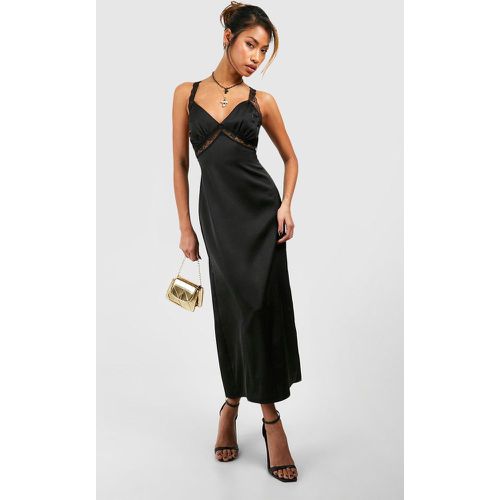 Robe Longue Fendue Satinée - 38 - boohoo - Modalova