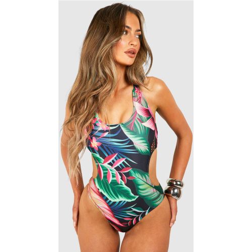 Maillot De Bain À Découpes Et Imprimé Tropical - 34 - boohoo - Modalova