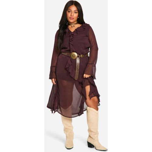 Grande Taille - Robe Mi-Longue À Volants - 44 - boohoo - Modalova