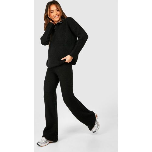 Ensemble En Maille Avec Top À Col Zippé Et Pantalon Large - 38 - boohoo - Modalova
