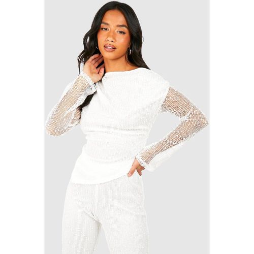 Petite" - Top Asymétrique Drapé En Maille Texturée - 44 - boohoo - Modalova