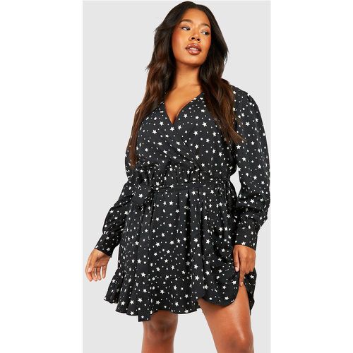 Grande Taille - Robe Patineuse Cache-Cœur À Volants - 54 - boohoo - Modalova