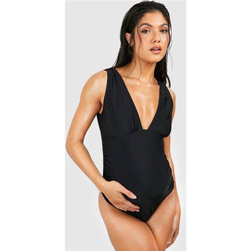 Maternité - Maillot De Bain Grossesse Froncé À Décolleté Plongeant - 38 - boohoo - Modalova