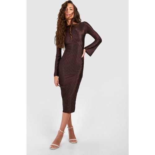 Robe Mi-Longue Plissée À Manches Évasées - 42 - boohoo - Modalova