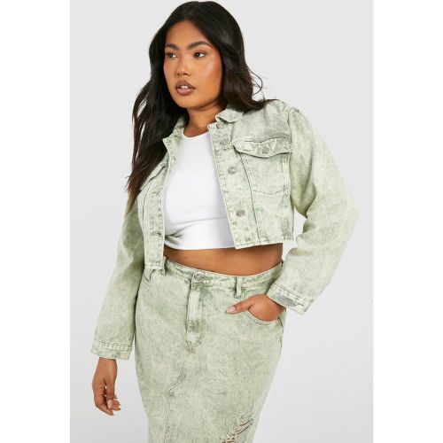 Grande Taille - Veste En Jean Courte Délavée - 44 - boohoo - Modalova