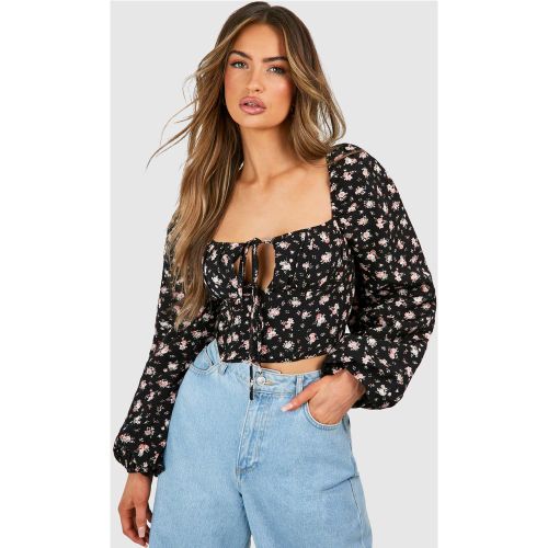 Corset Fleuri À Manches Bouffantes - 34 - boohoo - Modalova