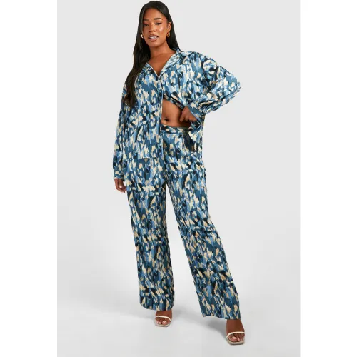 Grande Taille - Ensemble Bleu Imprimé - 50 - boohoo - Modalova