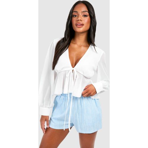 Blouse Péplum En Mousseline De Soie - 42 - boohoo - Modalova