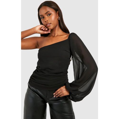 Top Asymétrique En Mousseline De Soie À Manches Bouffantes - 38 - boohoo - Modalova