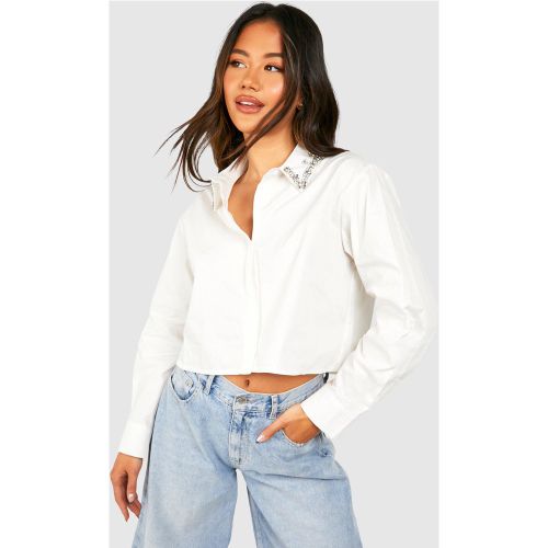 Chemise En Popeline À Ornements Strassés - 38 - boohoo - Modalova