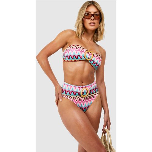 Haut De Maillot En Maille Zigzag À Anneau - 34 - boohoo - Modalova