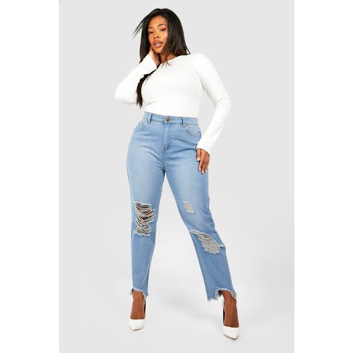 Grande Taille - Jean Mom Taille Haute À Déchirures - 44 - boohoo - Modalova