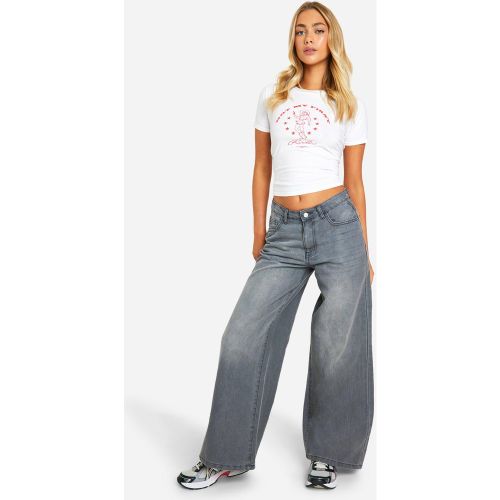 Jean Large - Gris - 38, Gris - boohoo - Modalova