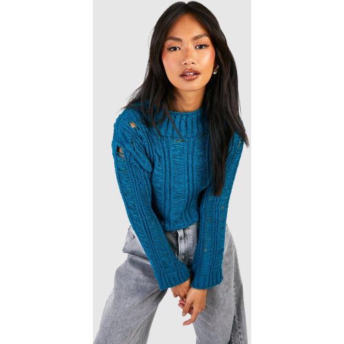 Pull Épais À Découpes - Vert Émeraude - S, Vert Émeraude - boohoo - Modalova