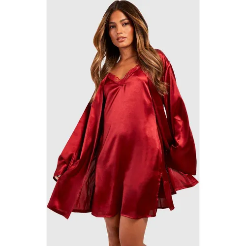 Robe De Chambre Satinée Nouée À Manches Évasées - 38 - boohoo - Modalova