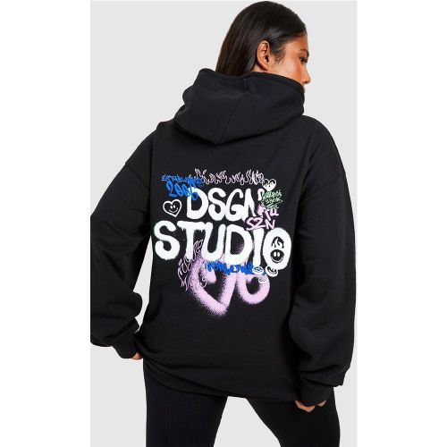 Grande Taille - Sweat À Capuche Oversize À Imprimé Graffiti - 44 - boohoo - Modalova