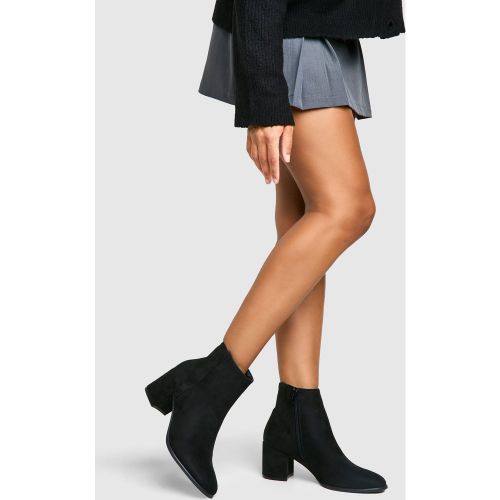 Bottines En Faux Daim À Talon Carré - 36 - boohoo - Modalova