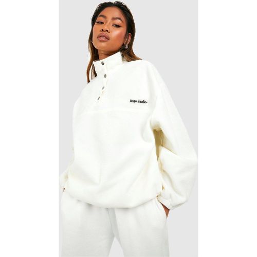Sweat Oversize En Polaire À Col Zippé - L - boohoo - Modalova