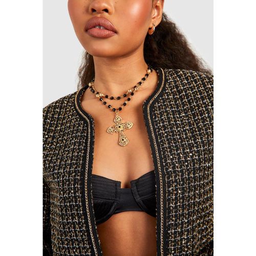 Collier À Chaînes Superposées Et Pendentif Croix - One Size - boohoo - Modalova