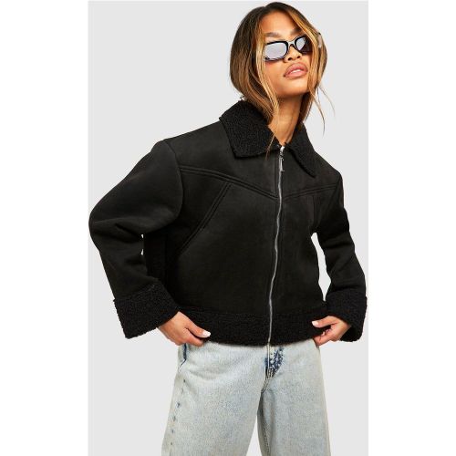 Blouson Aviateur En Synthétique - 42 - boohoo - Modalova