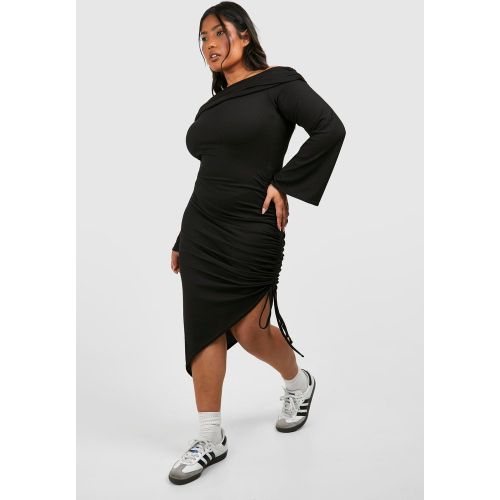Grande Taille - Robe Fendue Côtelée Froncée - 44 - boohoo - Modalova