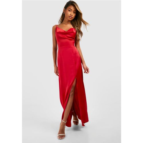 Robe Longue Satinée À Fente - 40 - boohoo - Modalova