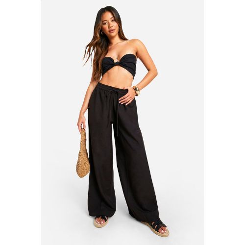 Pantalon Large En Lin Épais - 36 - boohoo - Modalova