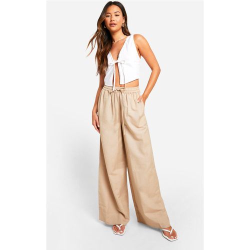 Pantalon Large En Lin Épais - 42 - boohoo - Modalova