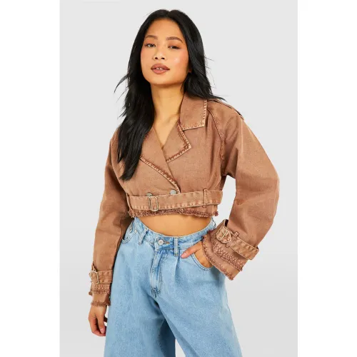 Petite" - Trench Court En Denim - 38 - boohoo - Modalova