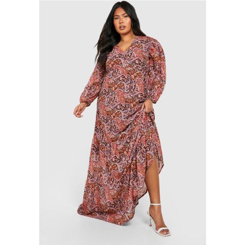 Grande Taille - Robe Longue Fleurie En Mousseline De Soie - 46 - boohoo - Modalova