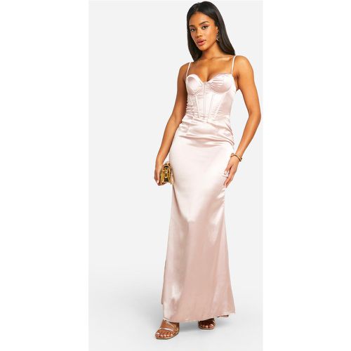 Robe Corset Longue Satinée - /Coquille D'Œuf - 40, /Coquille D'Œuf - boohoo - Modalova