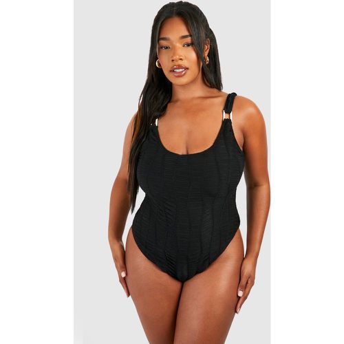 Grande Taille - Maillot De Bain Texturé À Col Carré - 46 - boohoo - Modalova