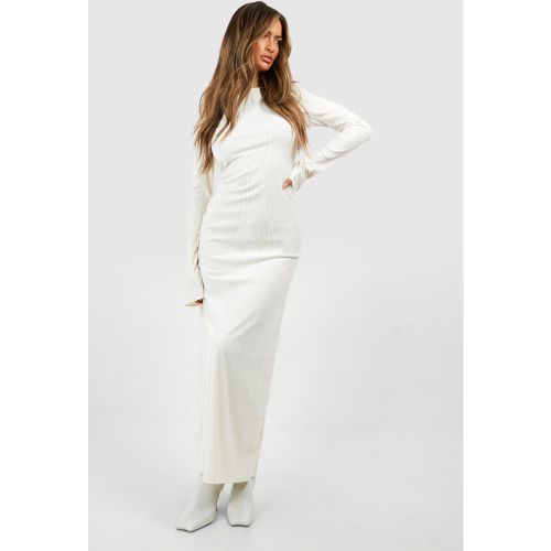 Robe Longue Évasée Côtelée À Manches Longues - 46 - boohoo - Modalova