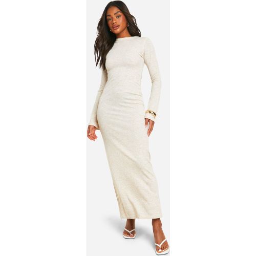 Robe Longue Côtelée À Col Ras-Du-Cou Et Manches Évasées - 36 - boohoo - Modalova
