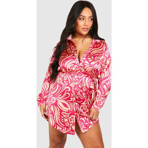 Grande Taille - Robe Chemise À Imprimé - 44 - boohoo - Modalova