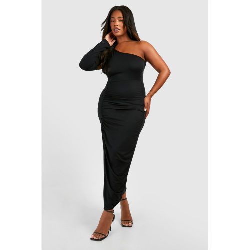 Grande Taille - Robe Mi-Longue Froncée Asymétrique - 44 - boohoo - Modalova