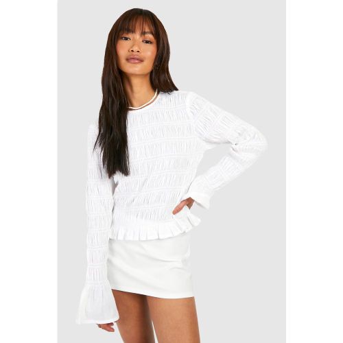 Top Froncé - Blanc - 36, Blanc - boohoo - Modalova