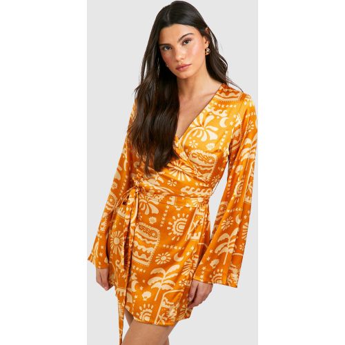 Robe Chemise Cache-Cœur Satinée - 36 - boohoo - Modalova