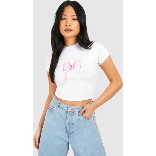 Petite" - T-Shirt Court À Imprimé Nœud - L - boohoo - Modalova