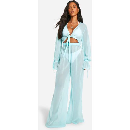 Ensemble Avec Crop Top Noué Et Pantalon De Plage - S - boohoo - Modalova