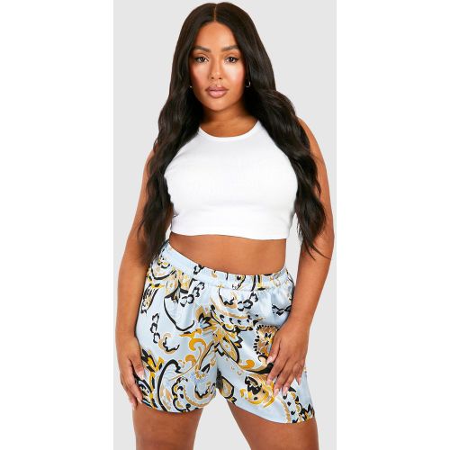Grande Taille - Short Satiné À Imprimé Cachemire - 46 - boohoo - Modalova