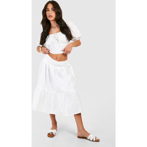 Petite" Shirred Waistband Woven Maxi Skirt - boohoo - Modalova