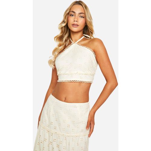 Crop Top Noué En Broderie Anglaise - 42 - boohoo - Modalova