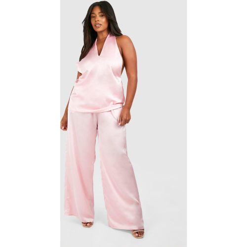 Grande Taille - Pantalon De Tailleur Large Satiné - 44 - boohoo - Modalova