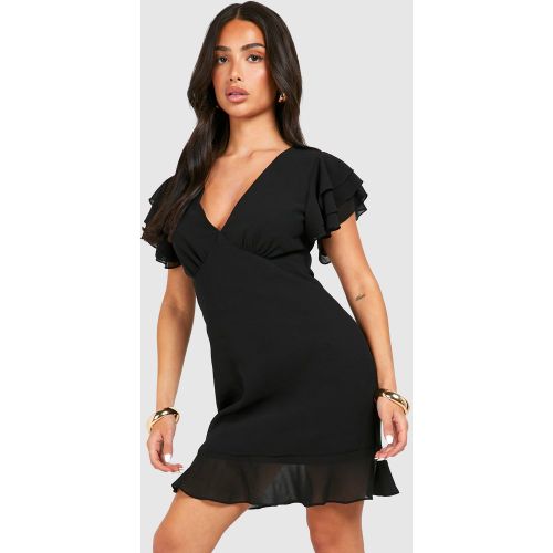 Petite" - Robe Courte En Mousseline De Soie À Volants - 34 - boohoo - Modalova