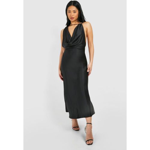 Petite" - Robe Mi-Longue Satinée À Col Bénitier - 34 - boohoo - Modalova