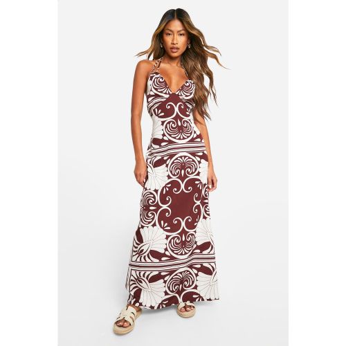 Robe Longue Drapée À Imprimé Abstrait - 36 - boohoo - Modalova