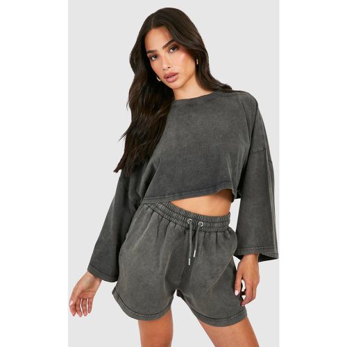 Petite" - Ensemble Délavé Avec T-Shirt Oversize Et Short - L - boohoo - Modalova